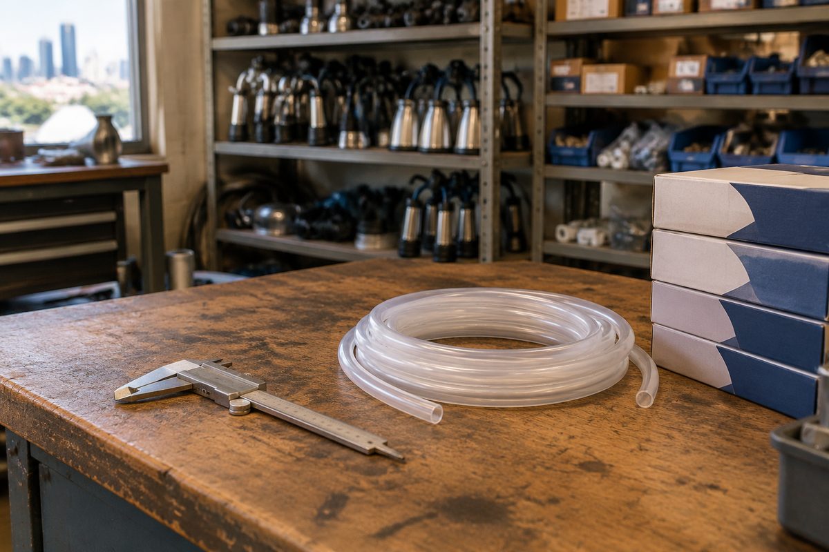 Parts counter with calipers, milk tubing and boxed liners