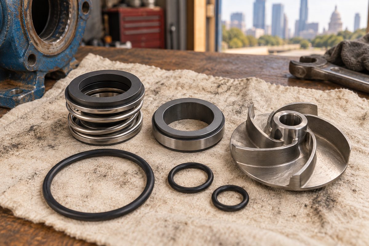 Pump seal kit with seal faces, o-rings and impeller
